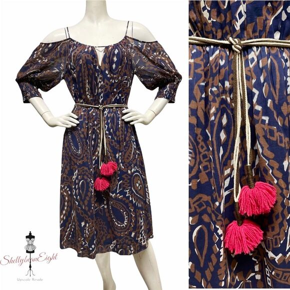 ANTHROPOLOGIE  Convivial PomPom TASSEL Dress 6 8 - Picture 1 of 15